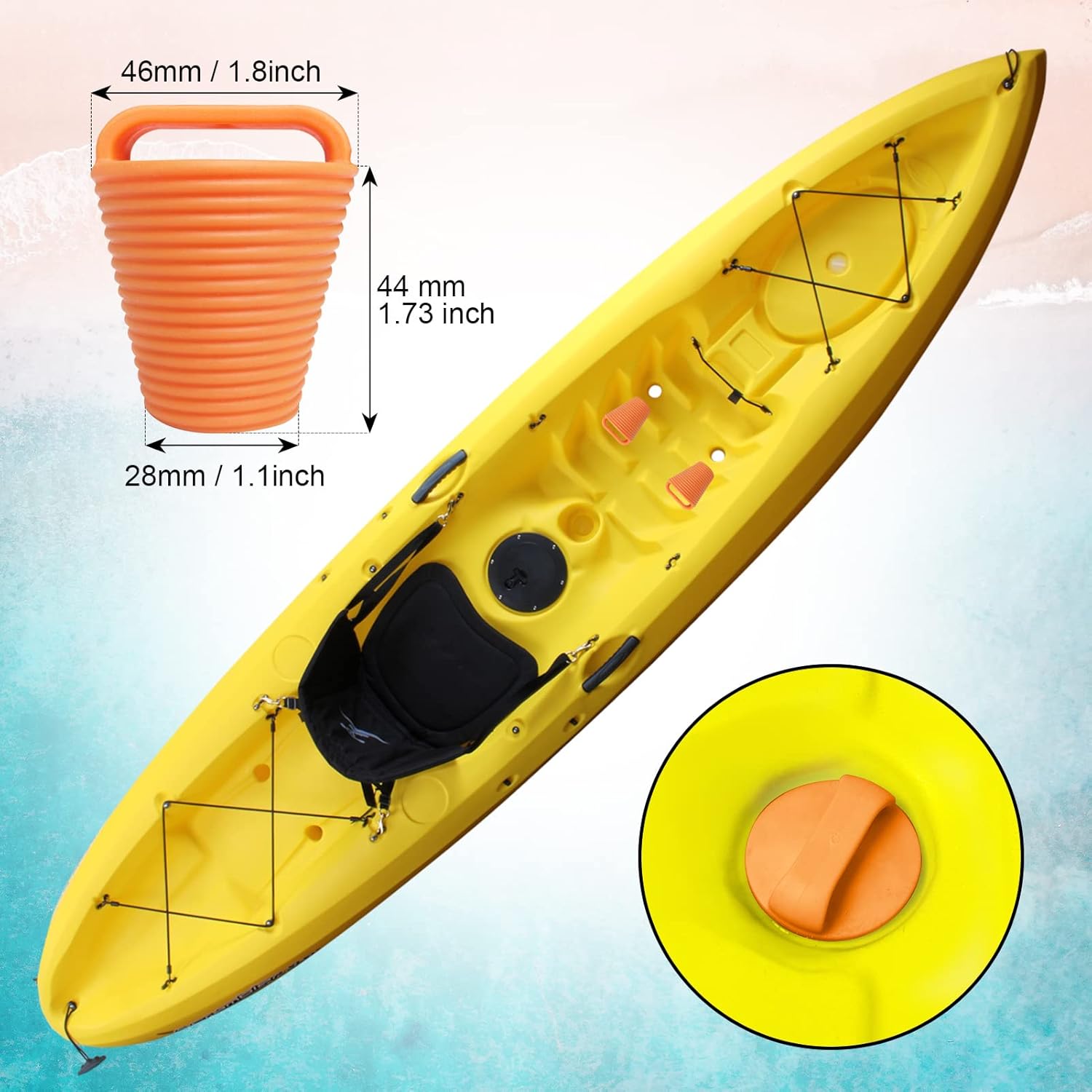 12 piezas Kayak Scupper Plug Kit TPE Scupper Tapones Agujeros de drenaje Tapón Bung con mango