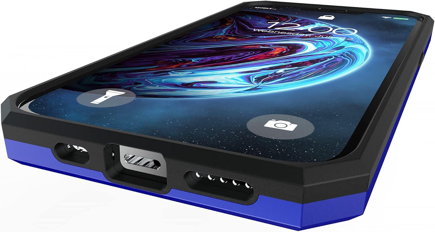 Kitoo Defender – Funda ecológica, diseñada para iPhone 13, con soporte, grado militar, a prueba de golpes, 12 pies, probada en caídas, color azul