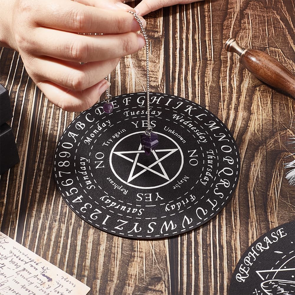 GORGECRAFT Tablero de péndulo de mariposa, 2 piezas, tableros de péndulo de pentagrama, adivinación de madera, altar brujería, kit de madera,