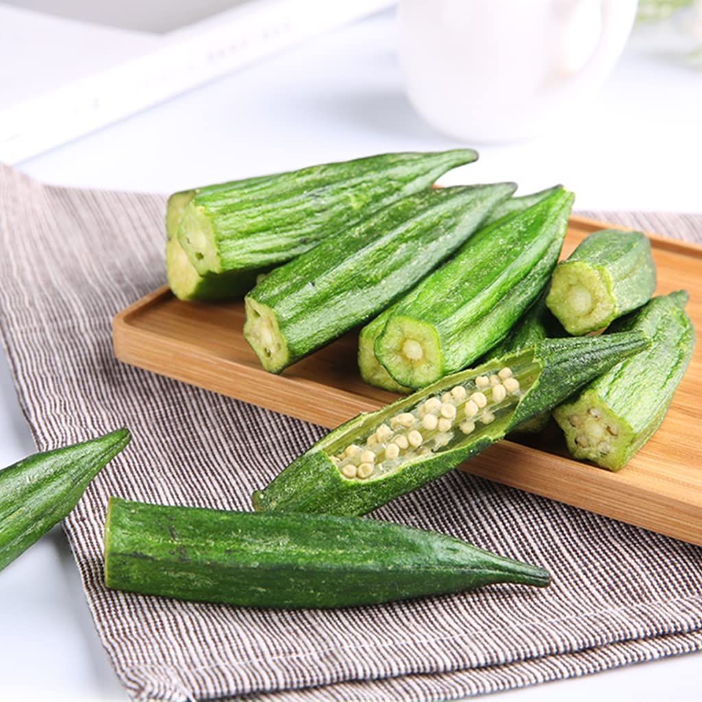 SXET 2 paquetes de bocadillos Okra chips, patatas fritas de okra liofilizadas, okra deshidratada, bocadillos crujientes de verduras para adultos y