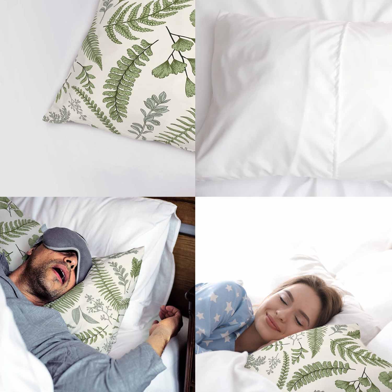 AOYEGO Funda de almohada con diseño de hojas y hierbas, vintage, floral, botánico, sembrado de eucalipto, helecho, pelo de doncella, funda de