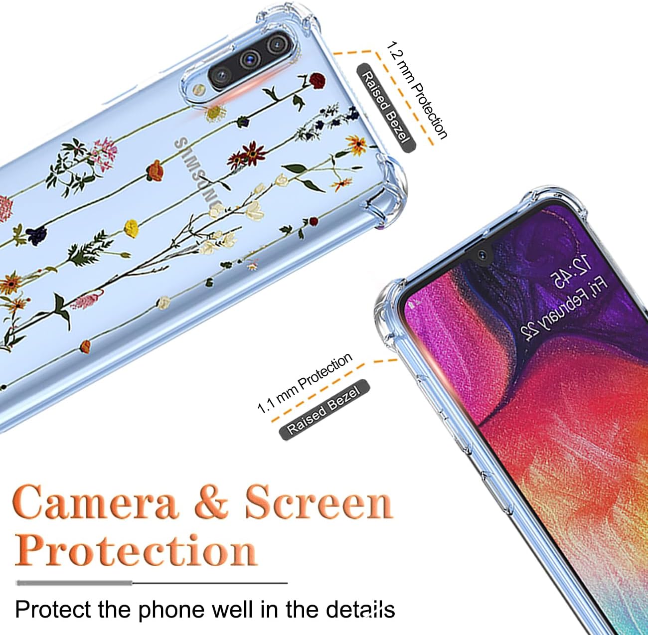 GTBDEKI SM-A505U – Funda para Samsung Galaxy A50Samsung A50SGalaxy A30S, funda con protector de pantalla, funda transparente con patrones de jardín
