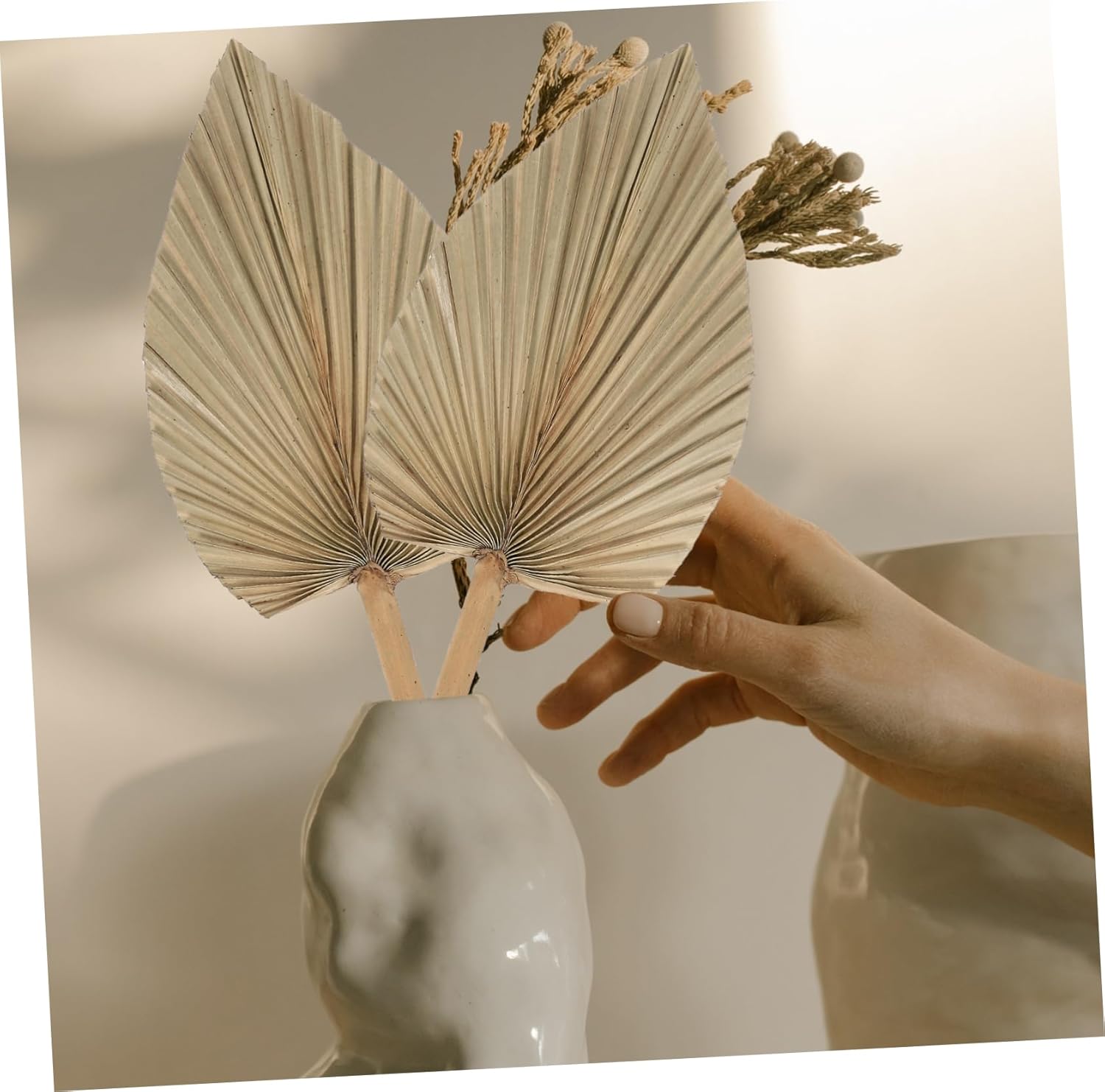 Abaodam 8 Pcs Dried Palm Leaves Flower Vases Decorative Fake Leaves Dried Natural Monstera Leaf Decor Jungle Decorations Dried Leaf Adornment Palm