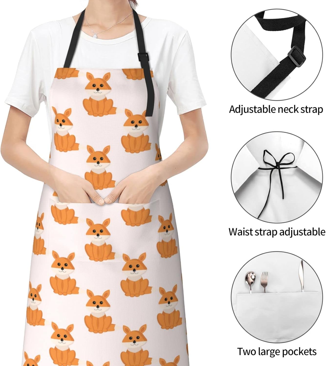 Delantales para mujer con bolsillos, delantal de chef ajustable, correa para el cuello, delantal de cocina impermeable