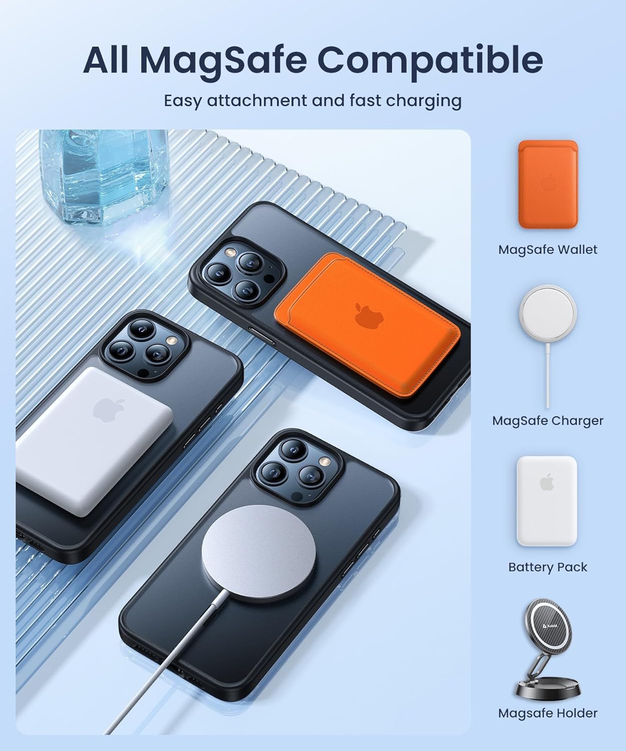 Danmus Funda para iPhone 15 Pro con soporte de anillo de 360 compatible con MagSafe protección militar contra caídas, funda magnética a prueba de