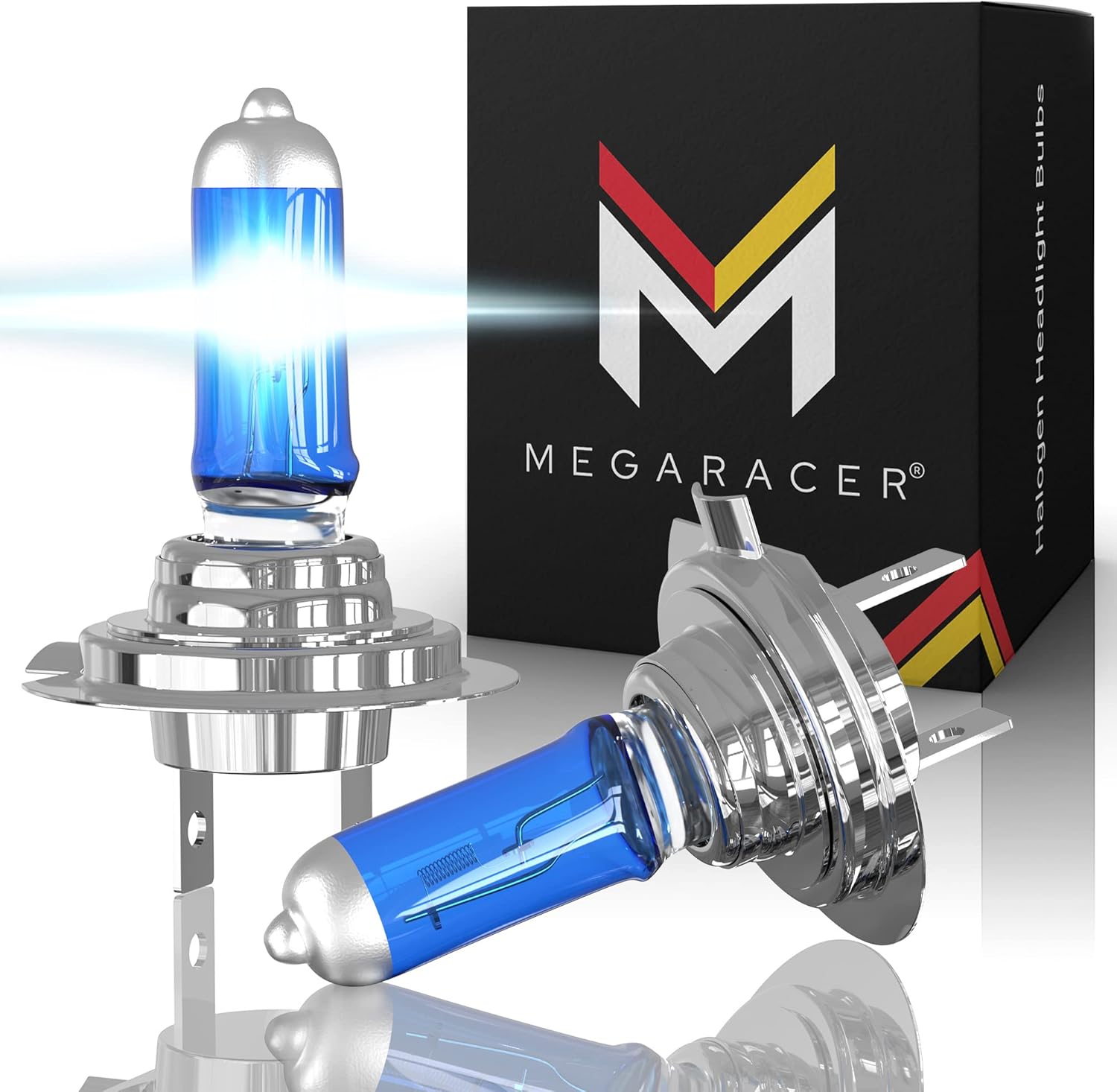 Mega Racer Bombillas halógenas H7 para faros delanteros de luz baja y alta  Super White 5000K 12V, xenón, base PX26d, clasificación impermeable