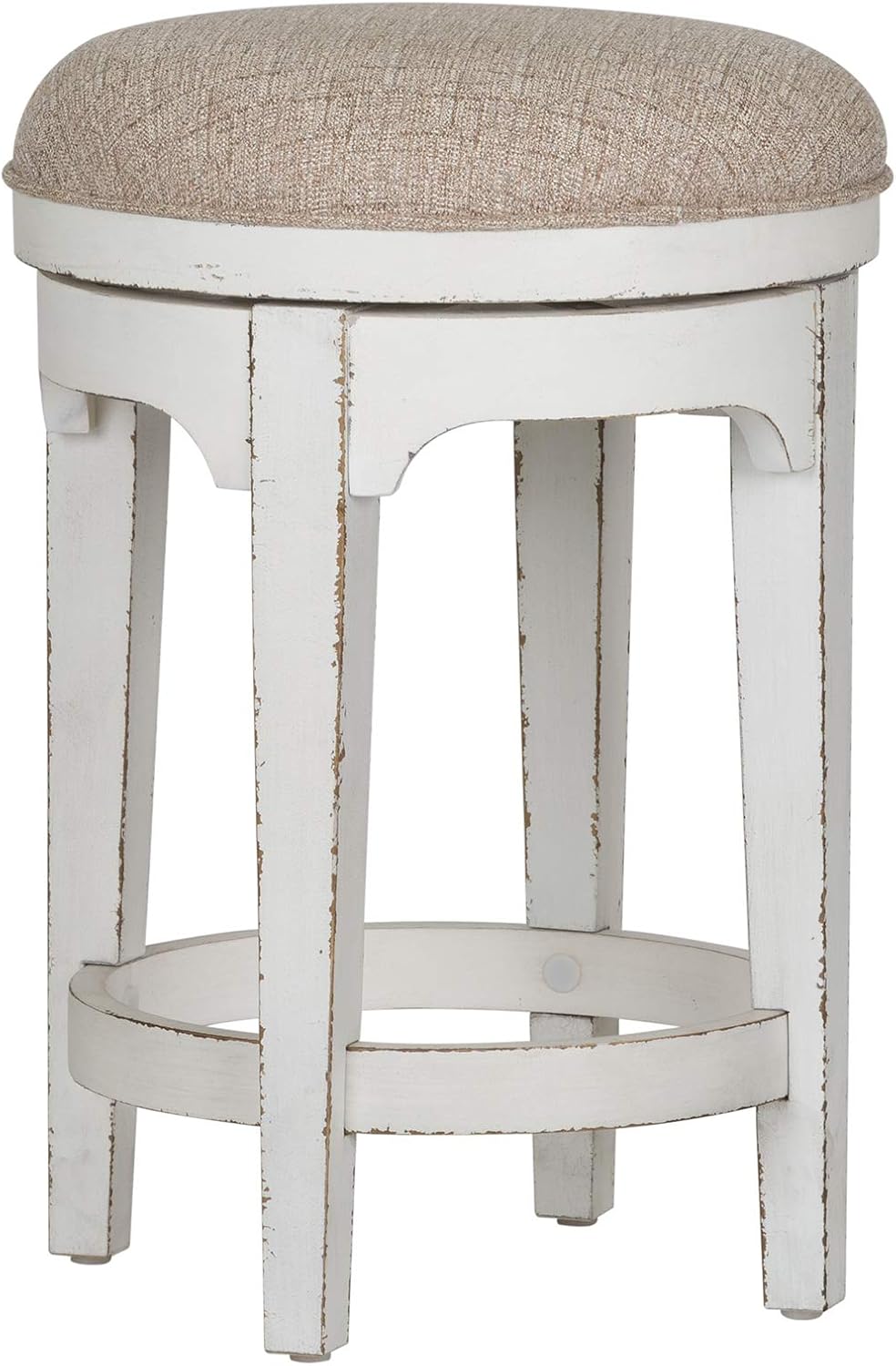Magnolia Manor Taburete giratorio para consola, 17 pulgadas de ancho x 17 pulgadas de profundidad x 25 pulgadas de alto, color blanco