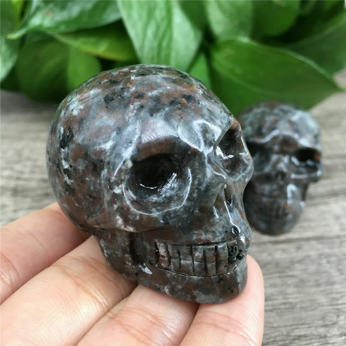 TEAMWILL 2″ Natural Flame’s Stone Cuarzo Calavera Cristal Tallado a Mano Curación 1pc