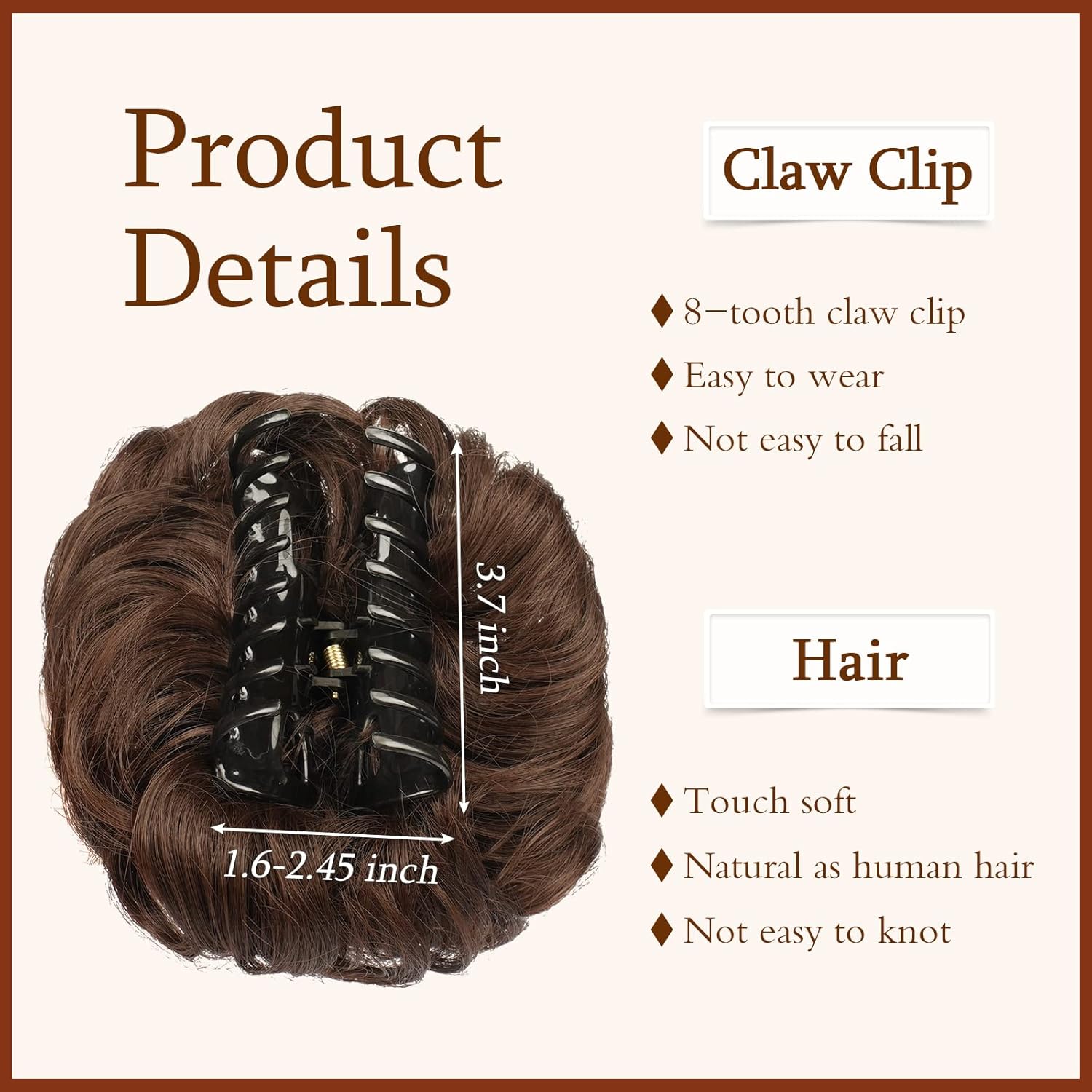 SOFEIYAN Extensiones de cabello ondulado y rizado con clip de garra, extensiones de cabello sintético despeinado para mujer, color marrón claro
