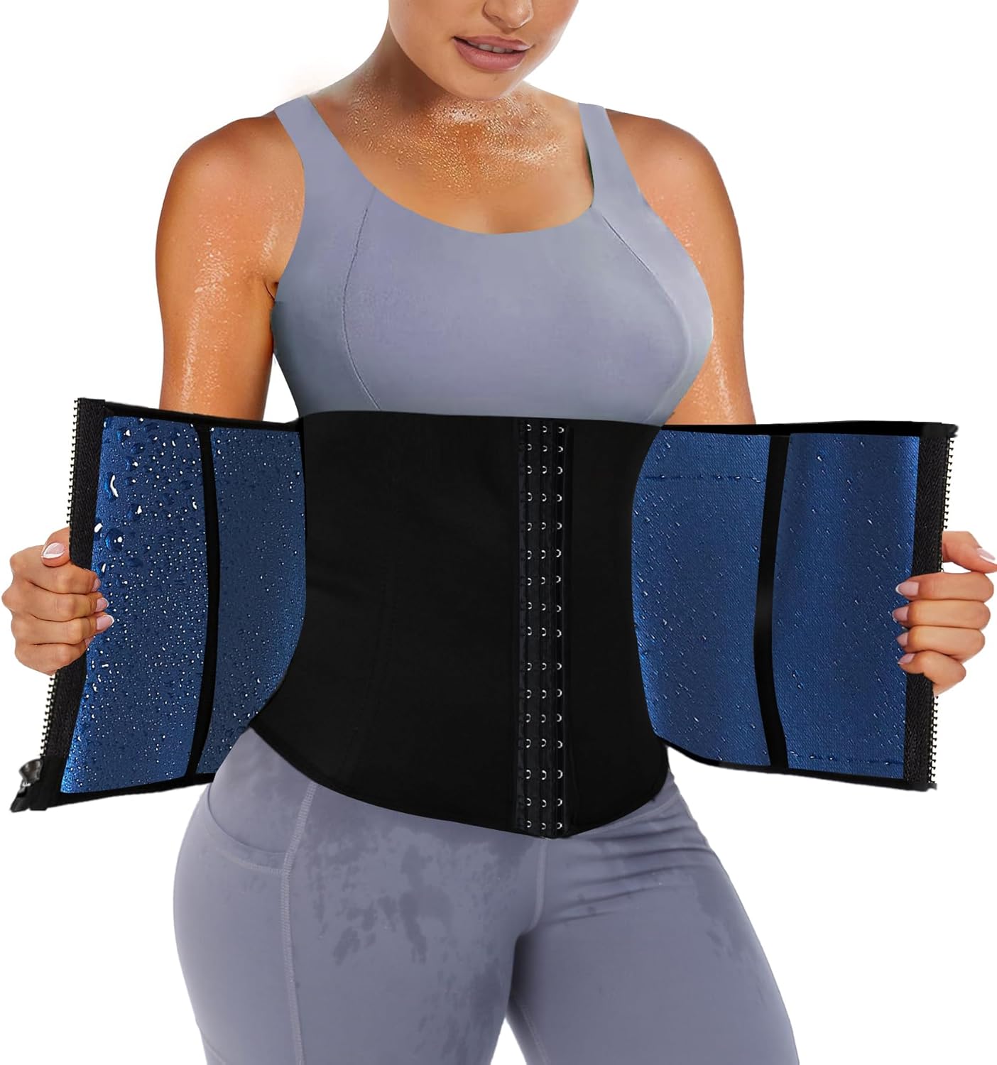 TOPELLER Traje de sauna para sudar, reductor de cintura, reductor de cintura para mujer, parte inferior del vientre, pérdida de peso, cinturón de