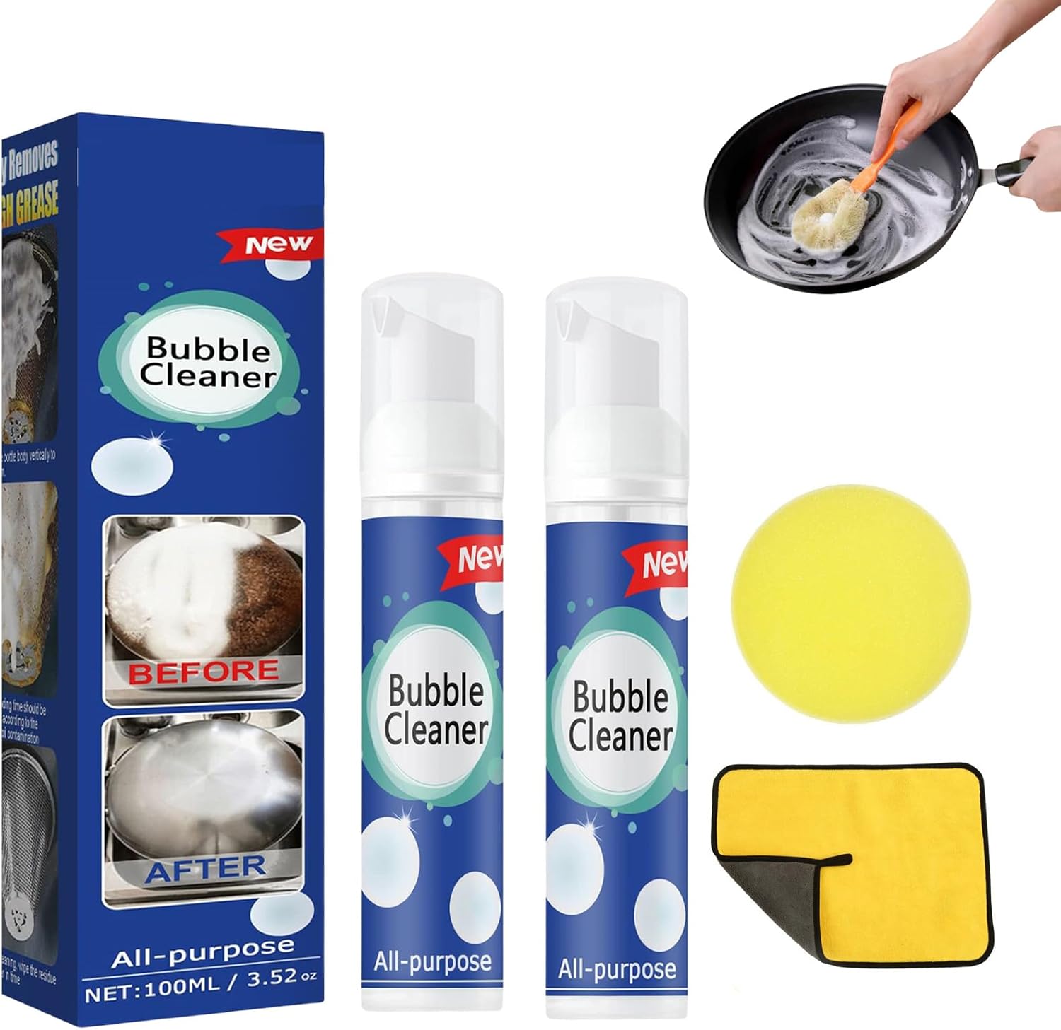 Limpiador superespumoso, limpiador de espuma multiusos súper potente, kit de eliminación de manchas para cocina, spray de espuma limpiador de