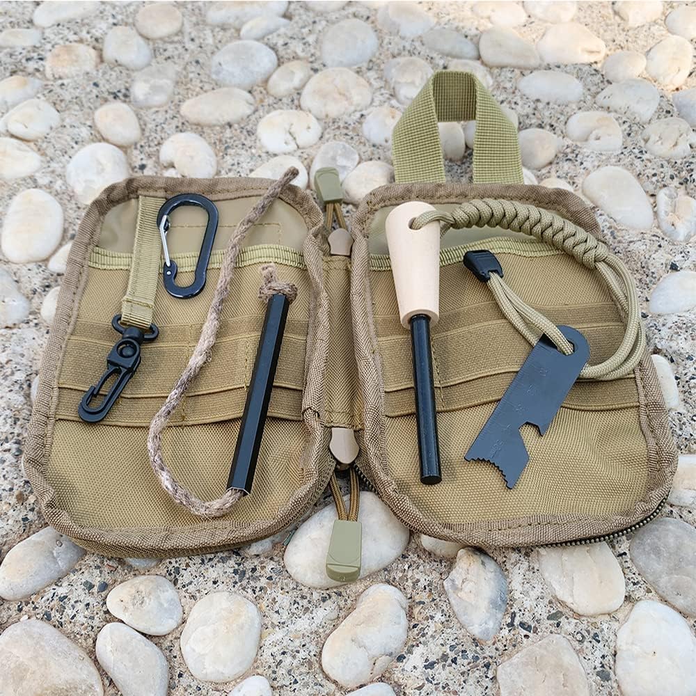 Kit de supervivencia para iniciador de fuego, varilla de ferro más grande con cordón de golpeador de 3 pulgadas de largo, pedernal y acero, cordón