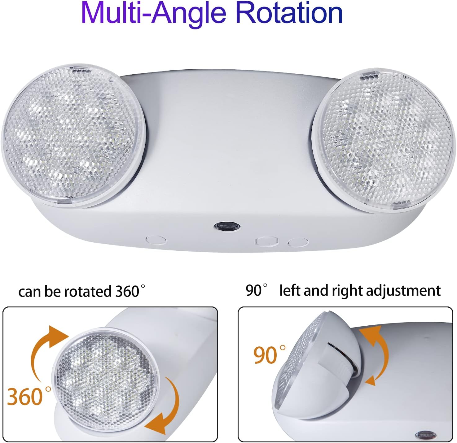TANLUX Luces de emergencia LED con batería de respaldo, luces de emergencia comerciales ajustables de dos cabezales, certificación UL, CA 120277 V,
