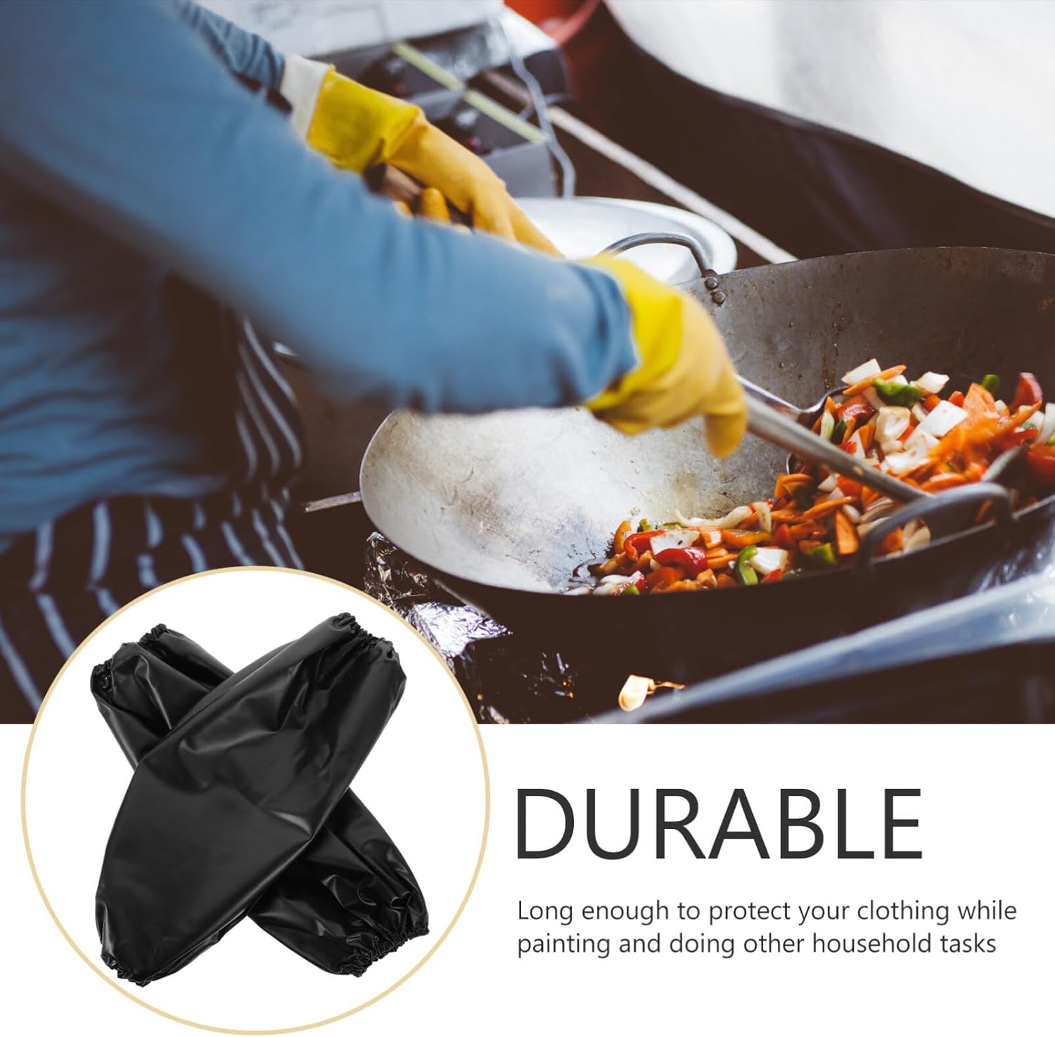 ULTNICE 2 pares de fundas impermeables para brazos a prueba de aceite, fundas de PVC para carnicero, protector para cocinar para lavar platos,