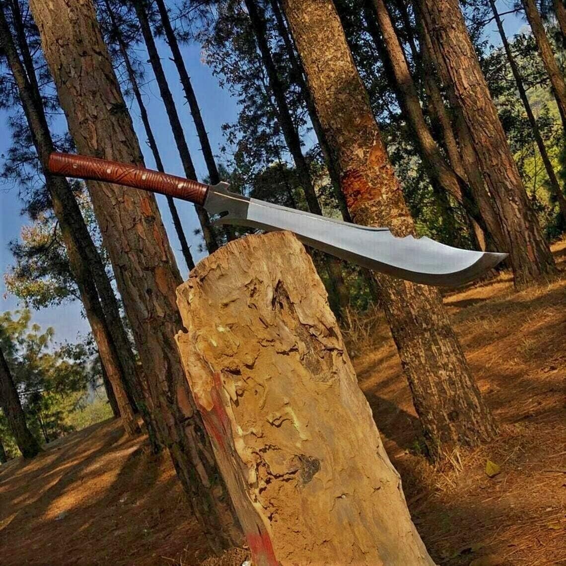 25 “acero D2 caza Bowie Machete cuchillo Full Tang HRC-56-58 Razor Sharp Serration con espuma
