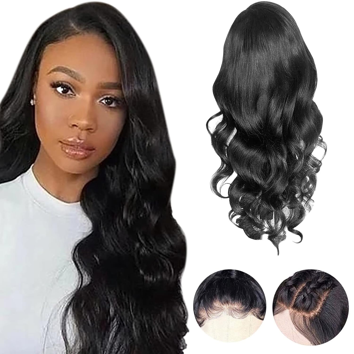 Pelucas de cabello humano sin pegamento, para mujeres africanas, pequeñas y rizadas, se puede alisar y doblar, de aspecto natural, peluca de cabello
