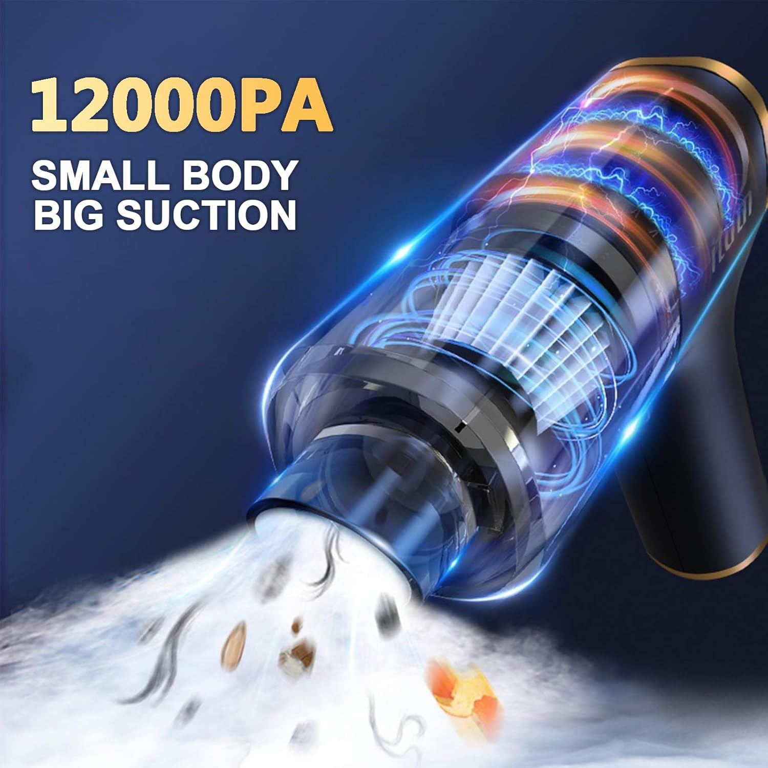 Mini aspiradora de coche de 12000 PA inalámbrica de mano de alta potencia recargable con motor sin escobillas, succión fuerte, aspiradora portátil