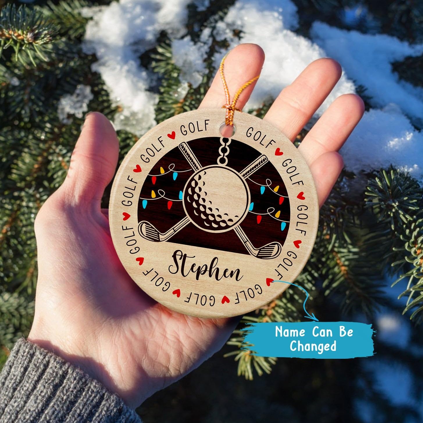 Adorno de golf personalizado, adorno de árbol de Navidad de golfista, regalo de recuerdo, adorno de cerámica de Navidad para golfista, adorno de