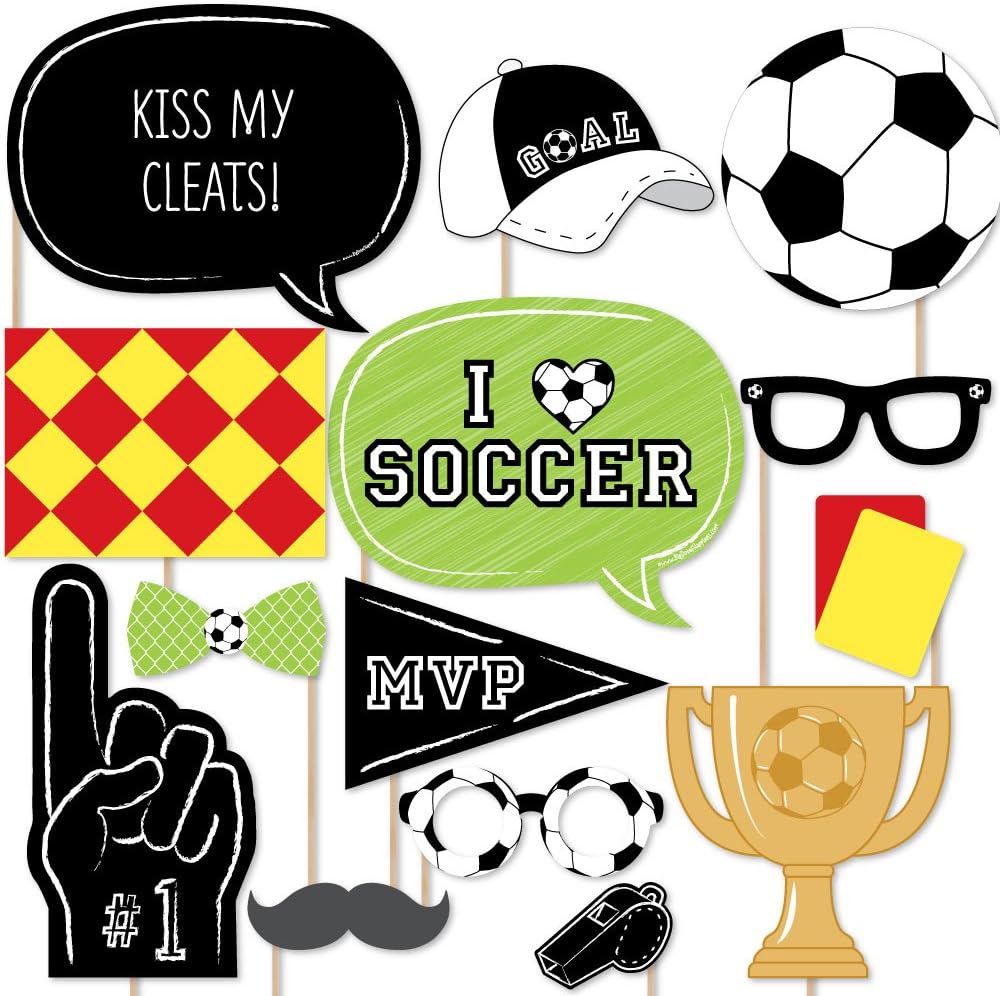 Big Dot of Happiness Goaaal – Kit de accesorios para cabina de fotos de fútbol, 20 unidades