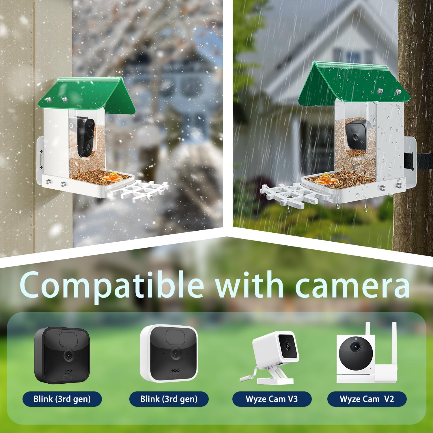 Comedero para pájaros compatible con parpadeos, Wyze y otras cámaras inteligentes para observación de aves con tu cámara de seguridad, regalo para
