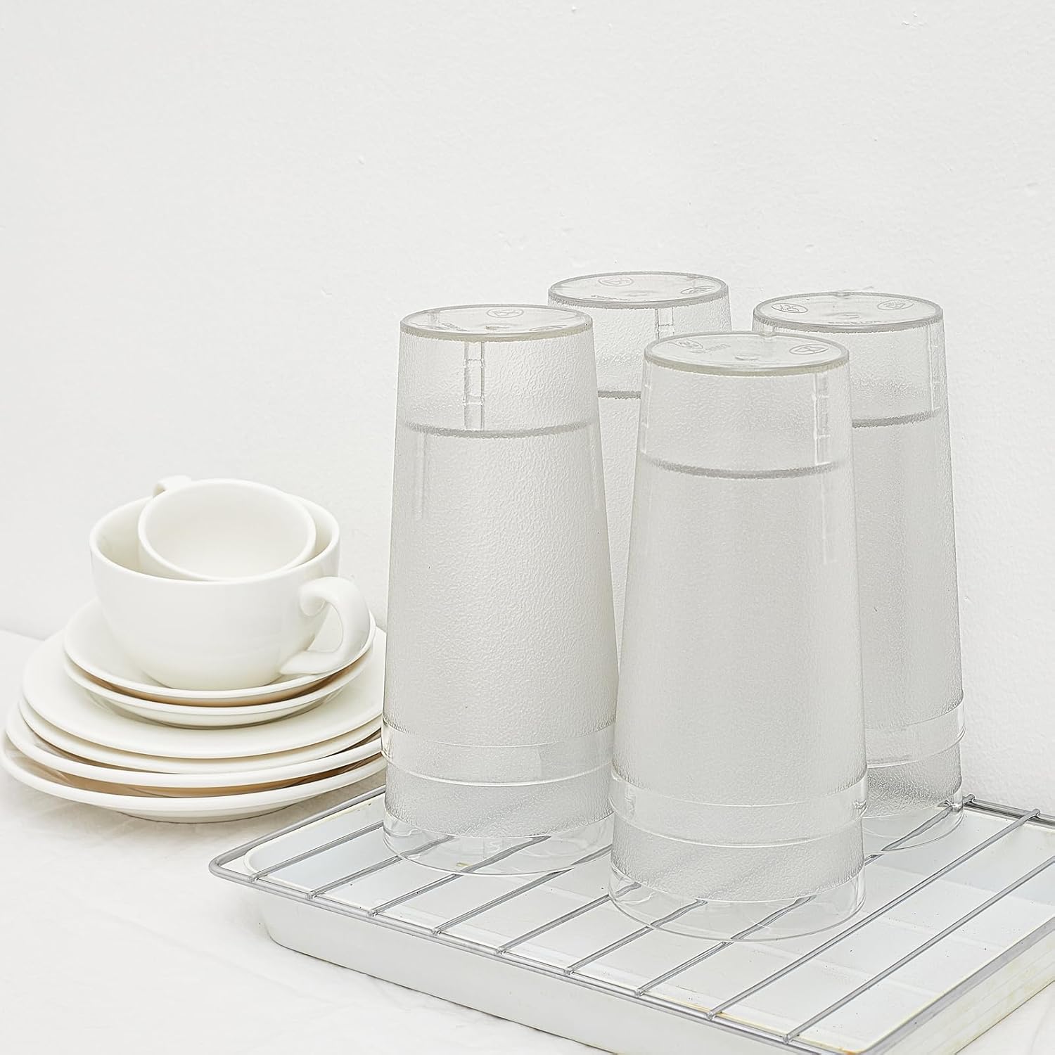 Vasos de plástico reutilizables, vasos de plástico para beber, juego de 8, vasos de plástico transparente para cocina, tazas apilables sin BPA para