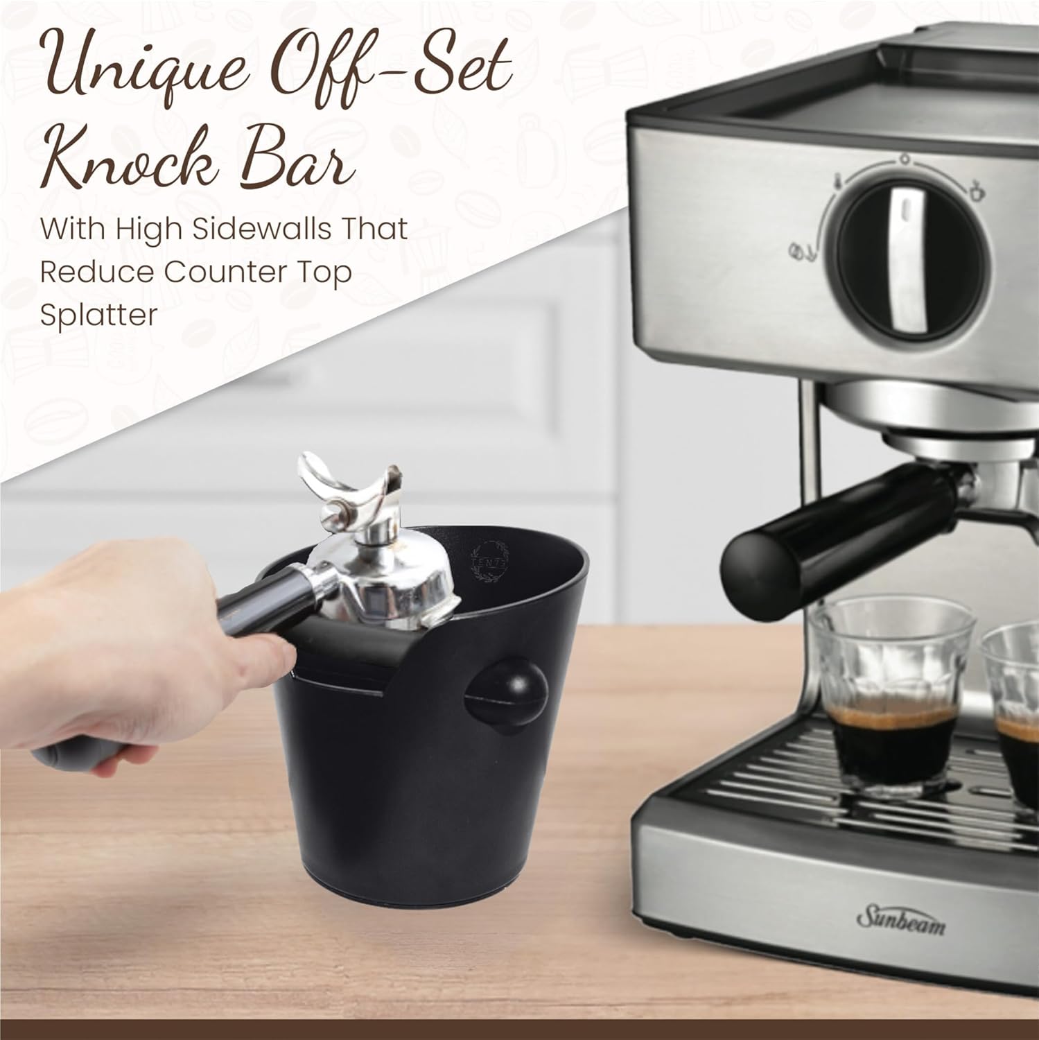 Knock Box – Caja de café expreso, absorbente de golpes, caja de café expreso para posos de café, base antideslizante, accesorios para máquina de