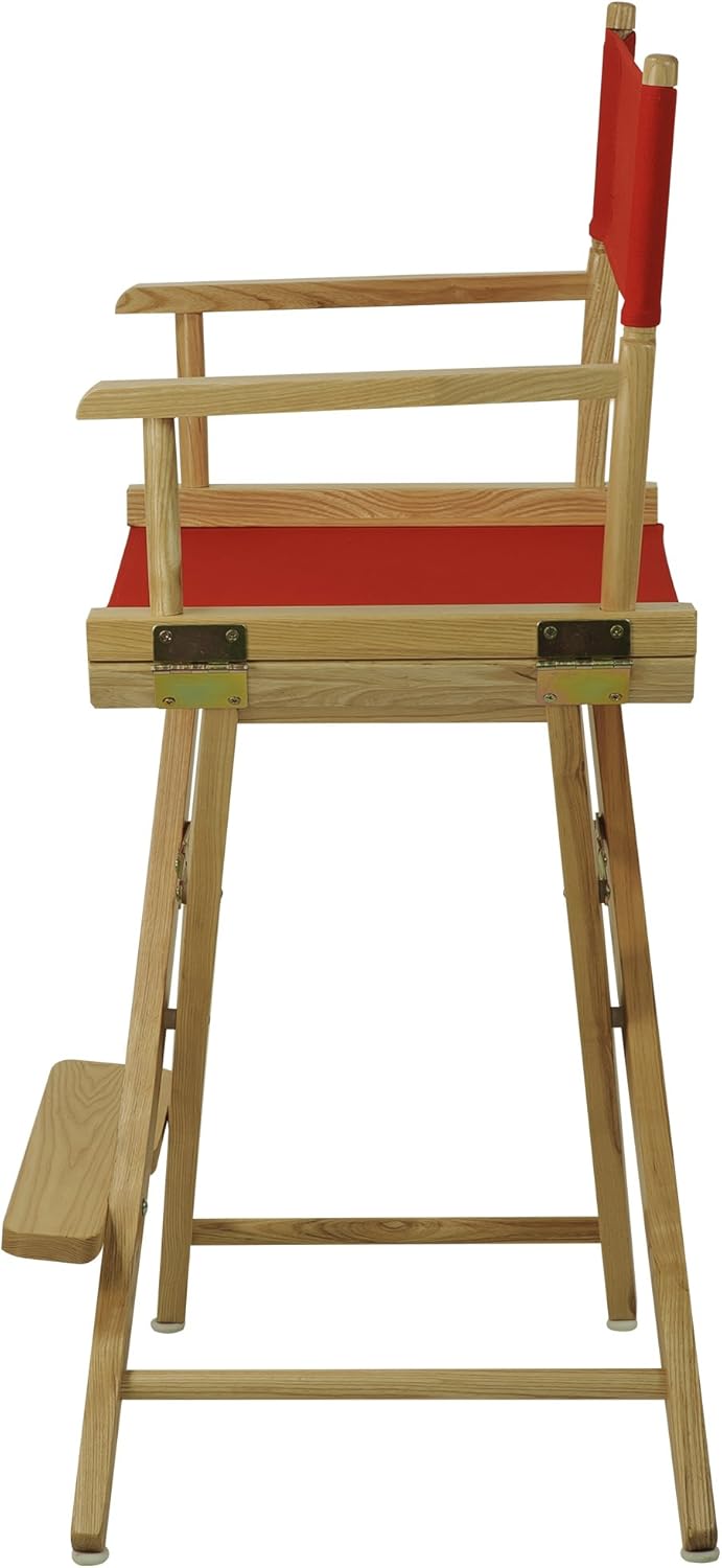 American Trails – Silla de director extra ancha de 24 pulgadas, marco natural con lienzo rojo, altura de mostrador