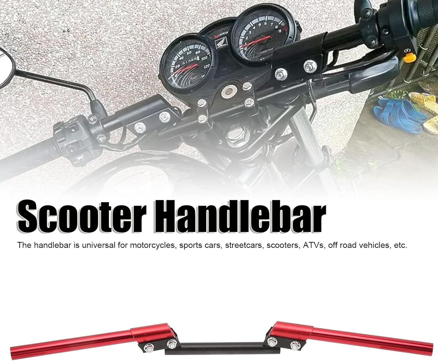 Acouto Manillar de motocicleta, mango ajustable universal de 0.866 in para automóvil deportivo, tranvía, ATV, scooter, vehículo todoterreno (rojo)