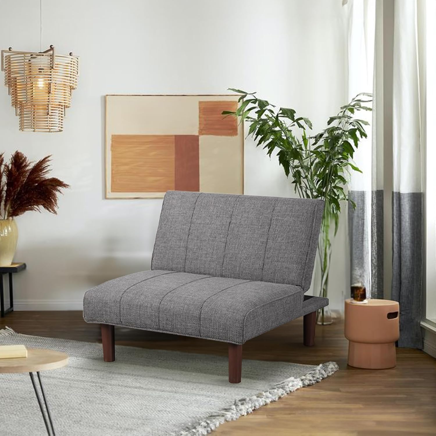 Sofá futón pequeño, silla futón convertible tapizada, moderna, sin brazos, cómodo, mini sofá para espacios pequeños, sala de estar, apartamento,