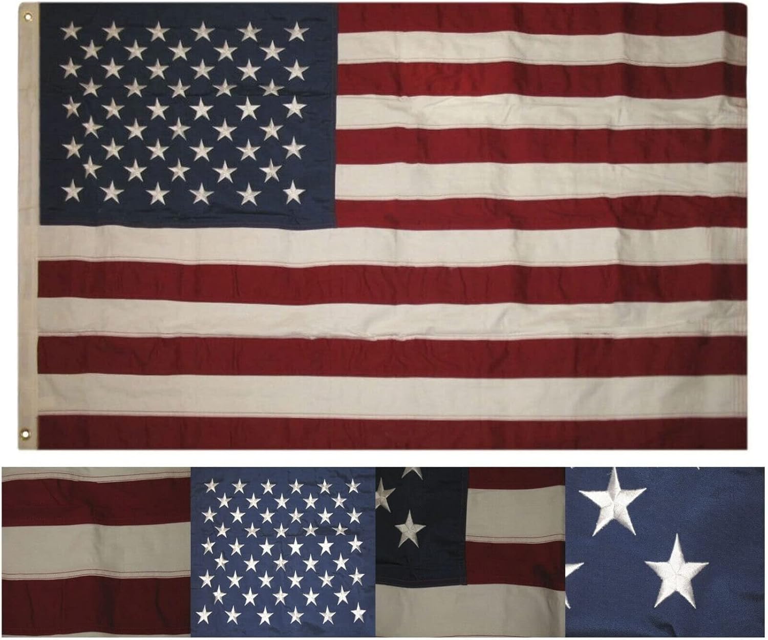 Premium 3×5 Embroidered USA US America 50 100% Cotton 3’x5′ 2 Clips