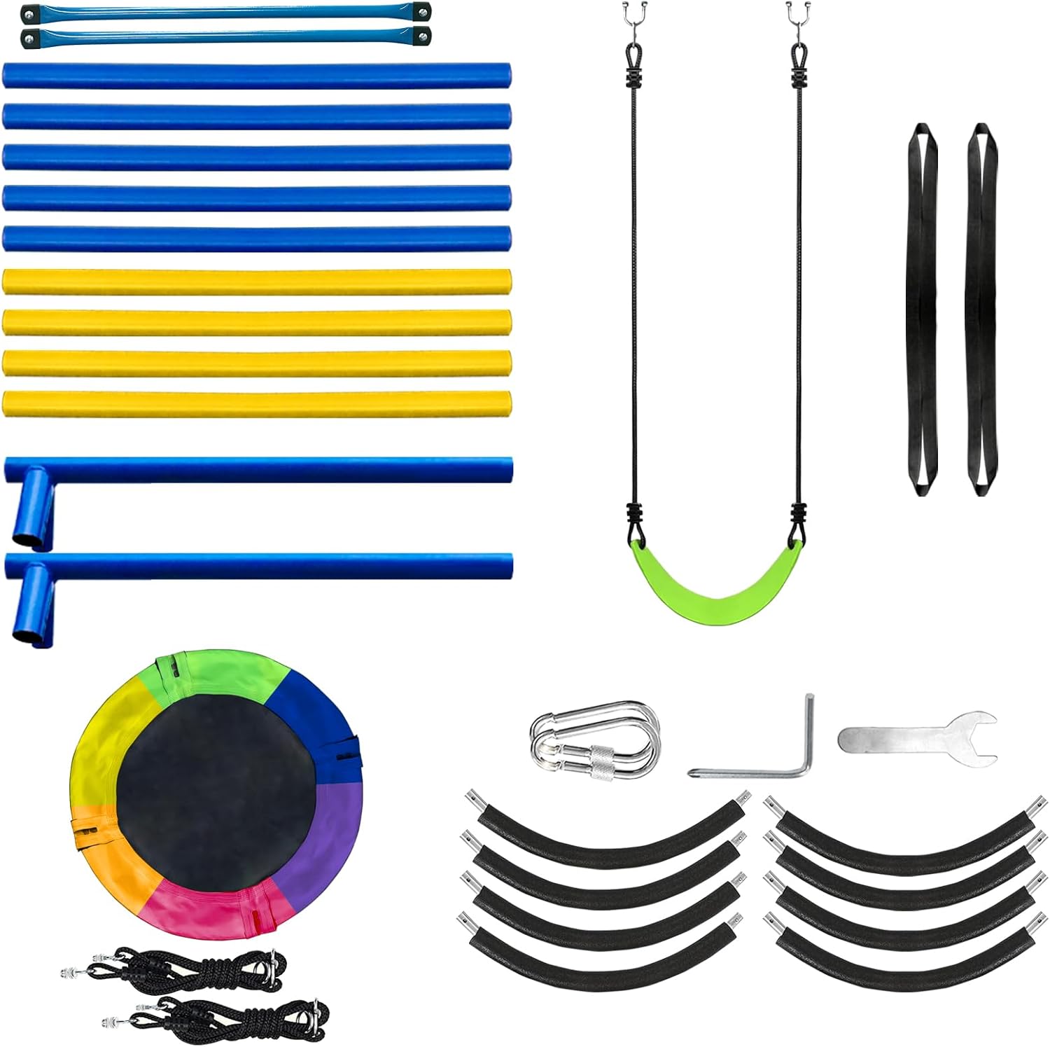 Hisecome Juego de columpios de 2 asientos de 440 libras para patio trasero, 1 asiento de columpio de platillo y 1 asiento de columpio para cinturón