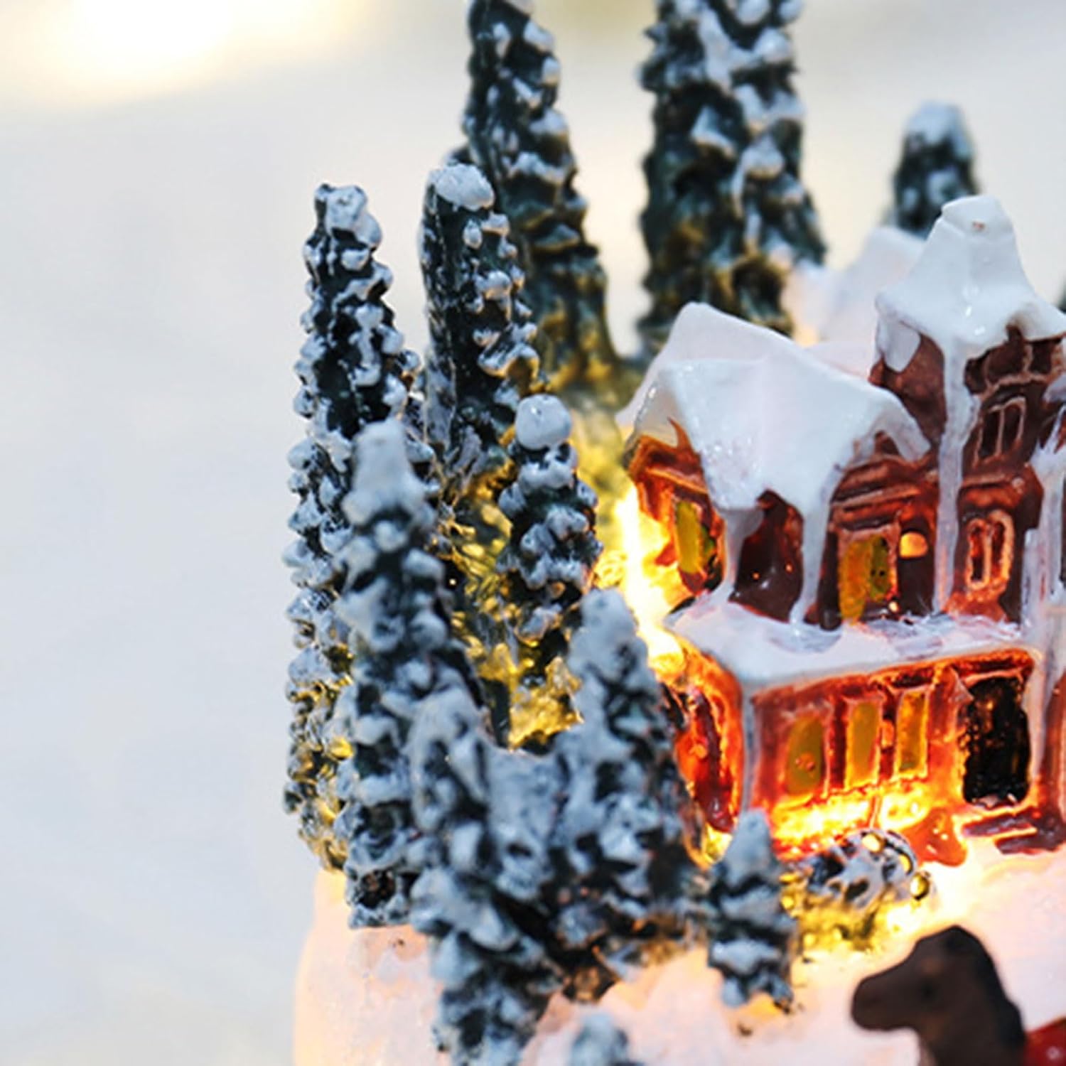 beertoy Decoración de edificios coleccionables de Navidad, figuras de pueblo de Navidad, luz LED para decoración del hogar, regalo de resina, adorno
