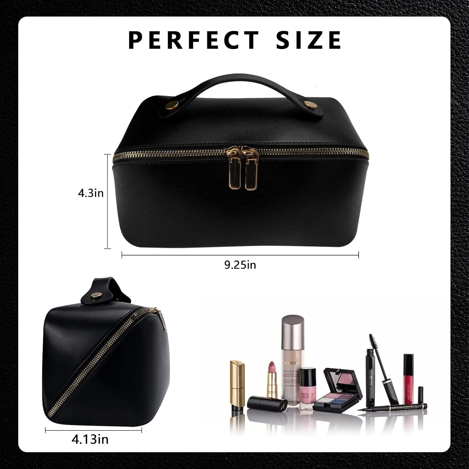 YOCETORY Nuevo bolso del maquillaje, bolso cosmético de cuero de la PU 2023, Negro2, Moderno