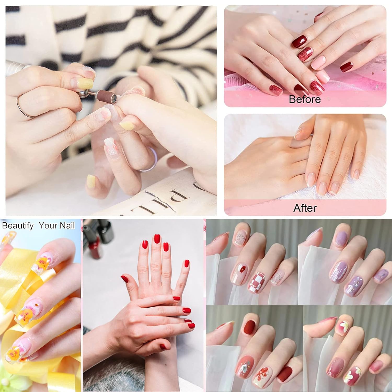 Efile – Juego de 300 bandas de lijado para taladro de uñas, 80 gruesas, 120, medianas, 180, de grano fino, 1 mandril, puntas de lijado de uñas para
