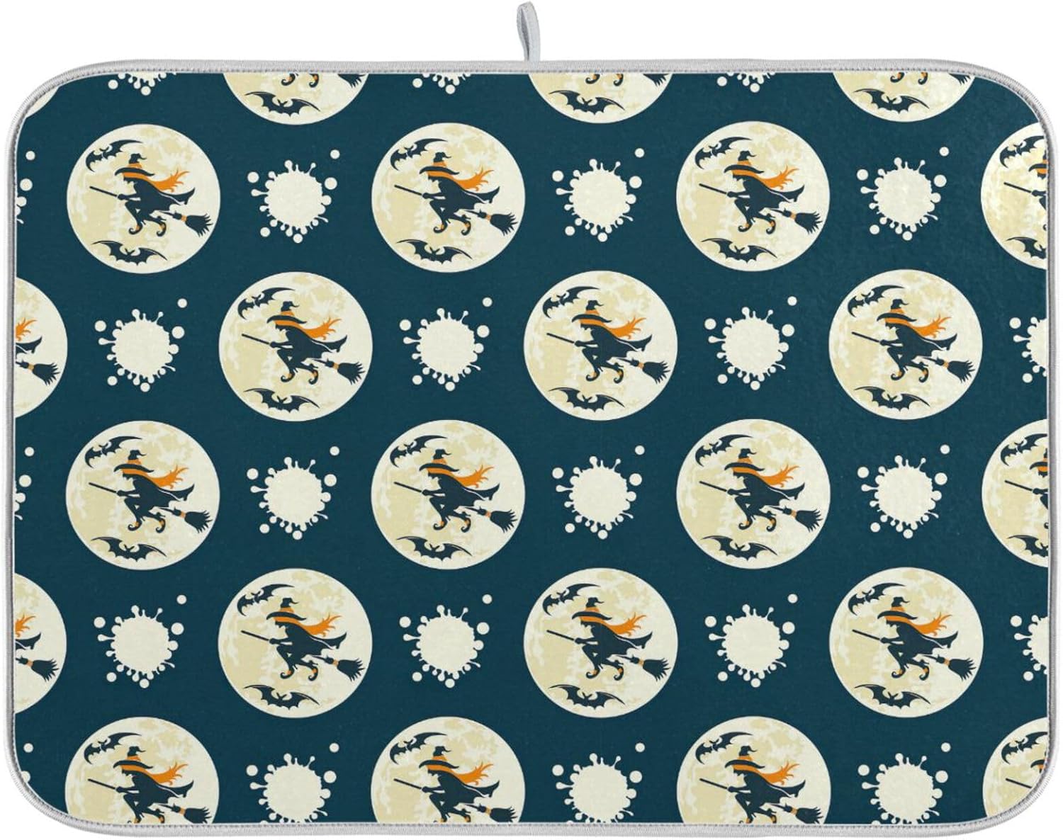 Halloween Full Moon Witch Dish Mat Washnable Absorbent Kitchen Counter Gadgets Dishwasher Drying Matt Tapete Para Cocina 16” x 18”