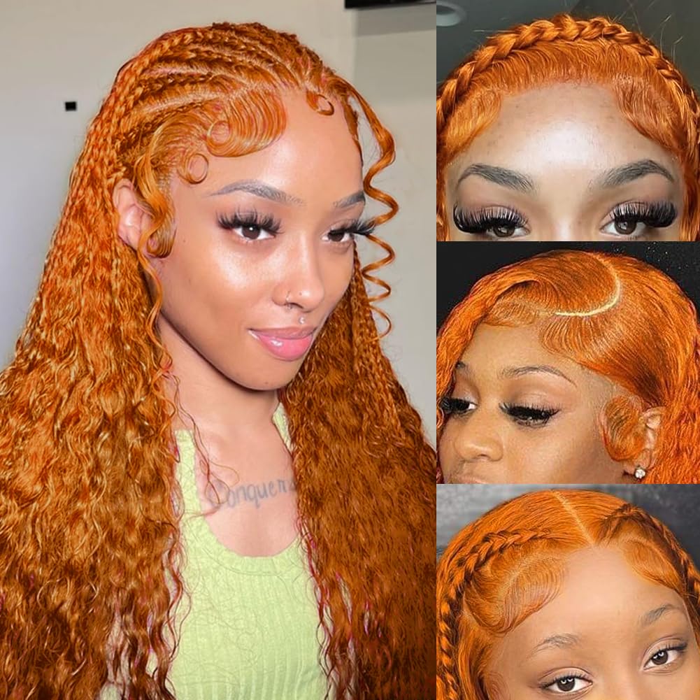 Pelucas de cabello humano con encaje frontal de jengibre de 30 pulgadas, pelucas de cabello humano rizado con encaje HD de 13 x 4 pulgadas, color