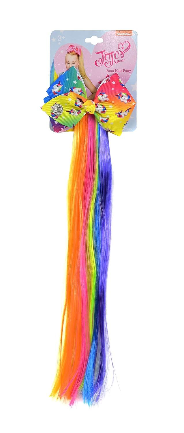 JoJo Siwa Fun – Extensión de pelo sintético de 12 pulgadas con lazos impresos, juego de 4 unidades