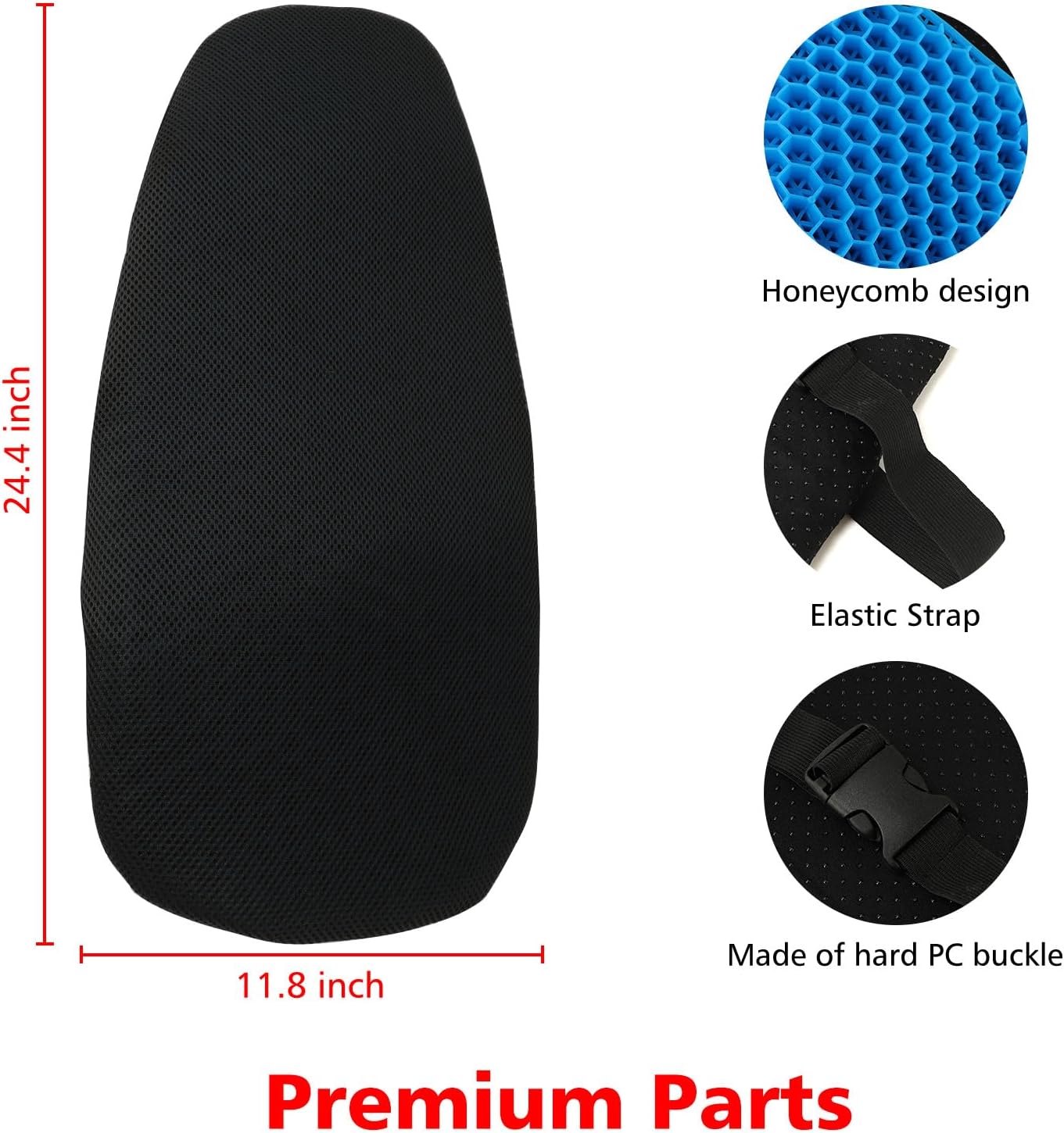 SUNPIE Almohadilla de asiento para cuatrimoto, universal, 3D, material de gel de alta elasticidad, transpirable, cómodo, absorción de impactos para