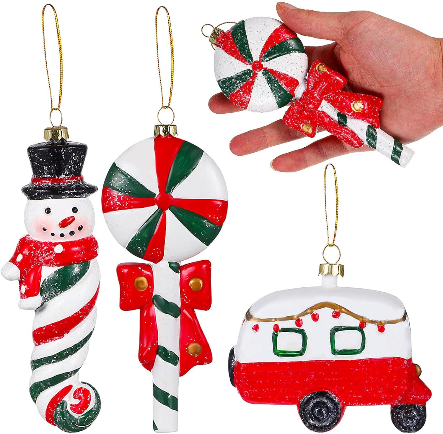 3 piezas de decoración de árboles de Navidad, piruletas colgantes de bastón de caramelo para decoración de árbol de Navidad