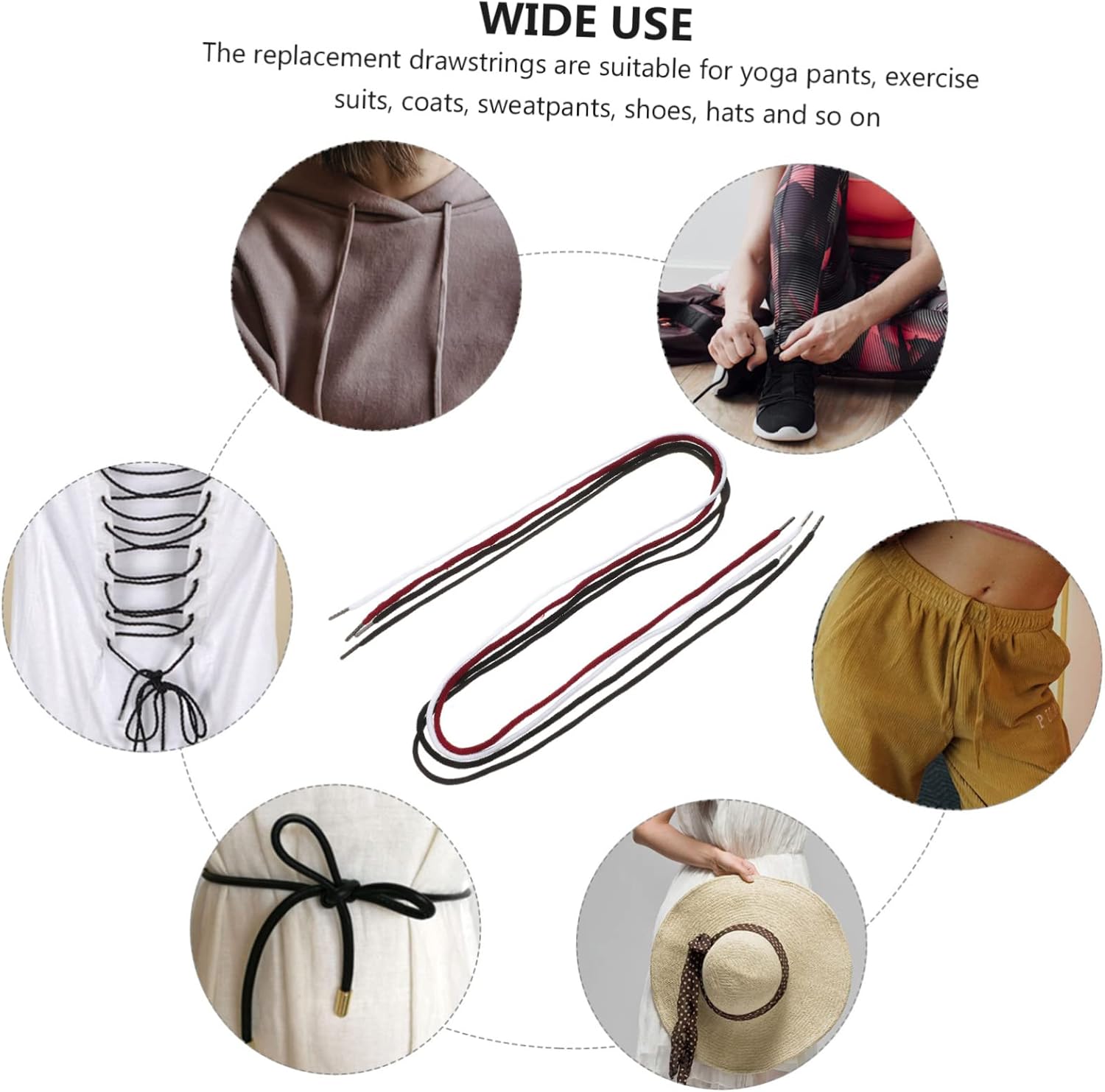EXCEART 16 Uds. Cordones universales para ropa para pantalones, cordón de ajuste, pantalones deportivos, sudaderas con capucha de repuesto para