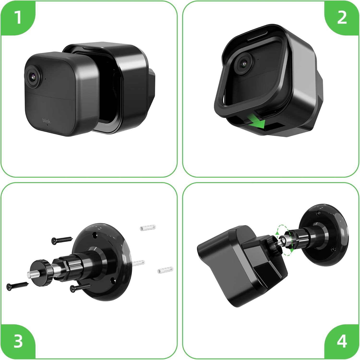COOLWUFAN Soporte de cámara para Blink Outdoor 4 (4. generación), funda protectora ajustable de 360 para interiores y exteriores, con módulo de