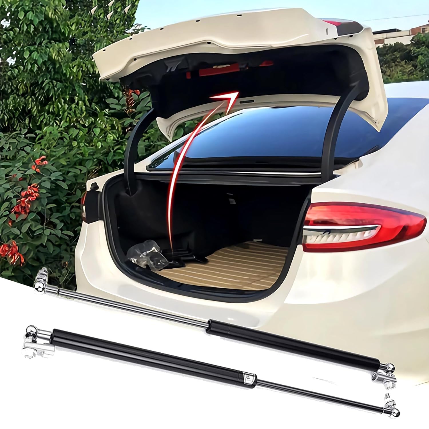 2 piezas de accesorios de asistencia de choque hidráulico para maletero trasero con carga de gas, barra de apoyo de resorte, barra de apoyo para