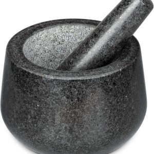 Juego de mortero y mortero de granito natural resistente, mortero de granito pulido de 4 tazas de 7 pulgadas, molinillo de piedra sólida, Juego de mortero y mortero de granito natural resistente, mortero de granito pulido de 4 tazas de 7 pulgadas, molinillo de piedra sólida,