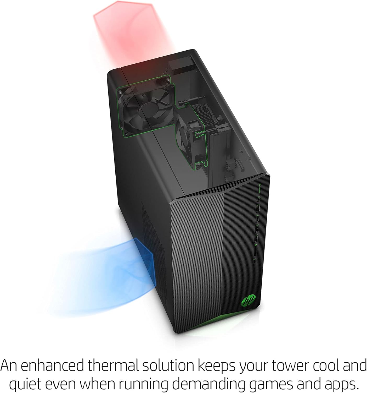 HP Pavilion – Escritorio para juegos, AMD Radeon RX 5500, procesador AMD Ryzen 5 5600G, 8 GB de RAM, SSD de 512 GB, Windows 11 Home, 9 puertos USB,