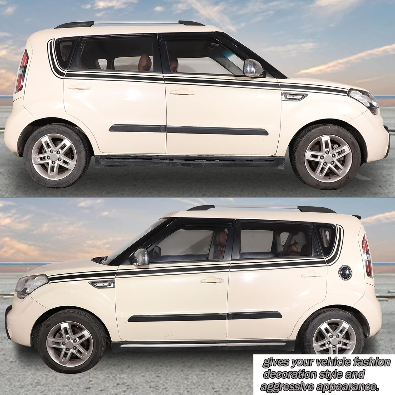 Calcomanía de rayas laterales para carrocería de automóvil, compatible con Kia Soul 2010-2013, calcomanías de vinilo para la cintura del automóvil,