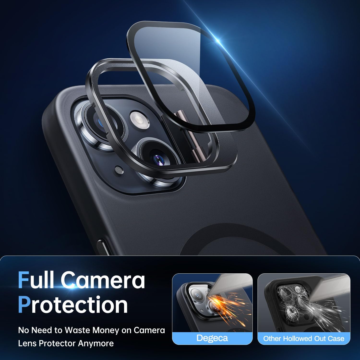 Funda para iPhone 13iPhone 14, protección contra caídas de grado militar, compatible con MagSafe, soporte integrado y protector de lente de cámara,