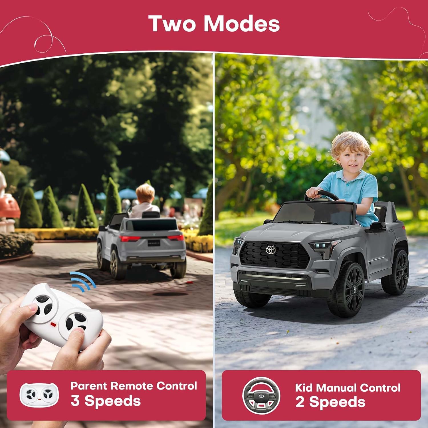 TEOAYEAH Coche eléctrico con batería de litio de 12 V para niños, juguete de carga rápida de 2 horas con control remoto, vehículo eléctrico para