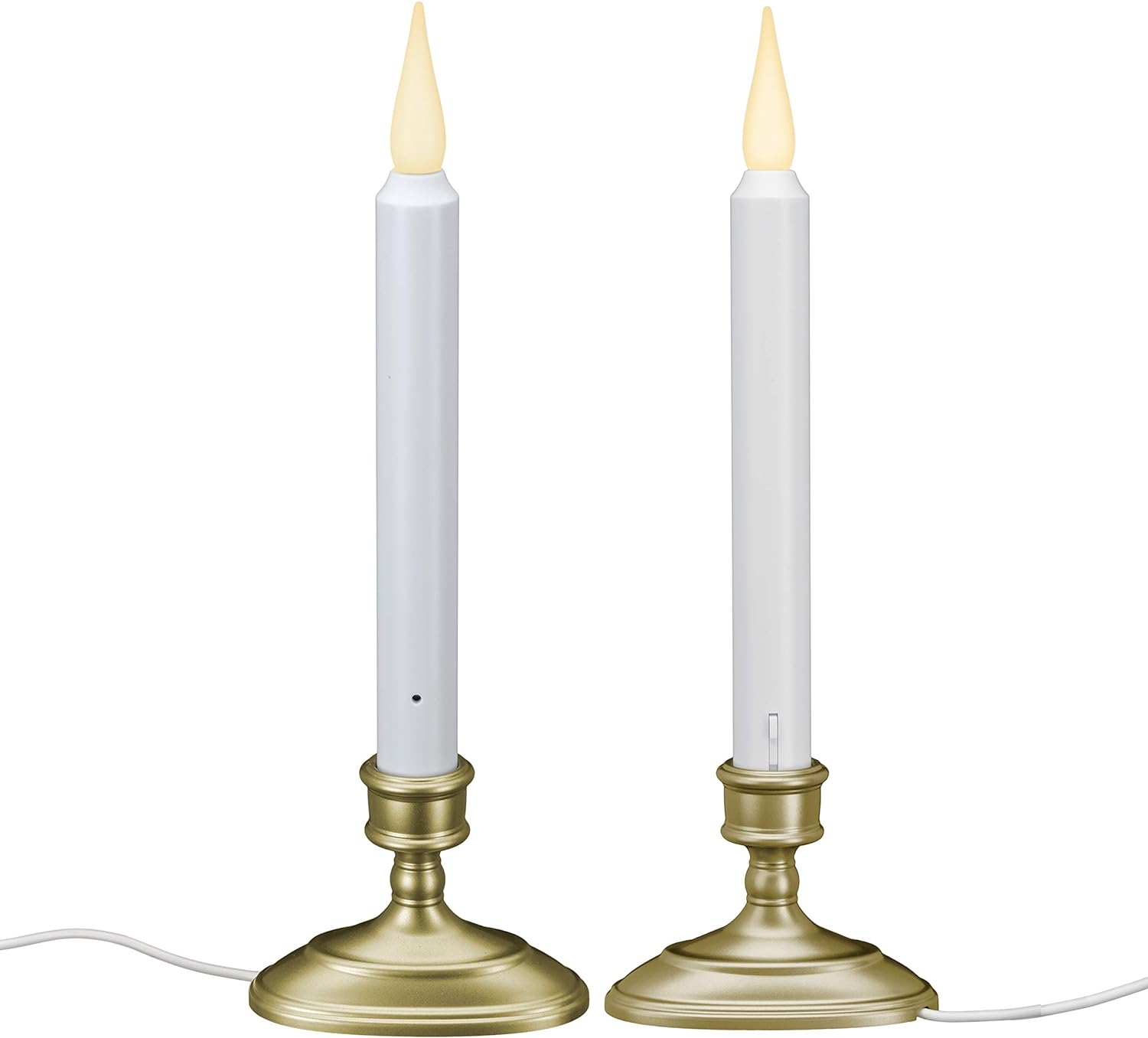 612 Vermont Velas LED eléctricas para ventana con sensor del anochecer al amanecer, llama parpadeante blanca cálida o encendido constante, adaptador