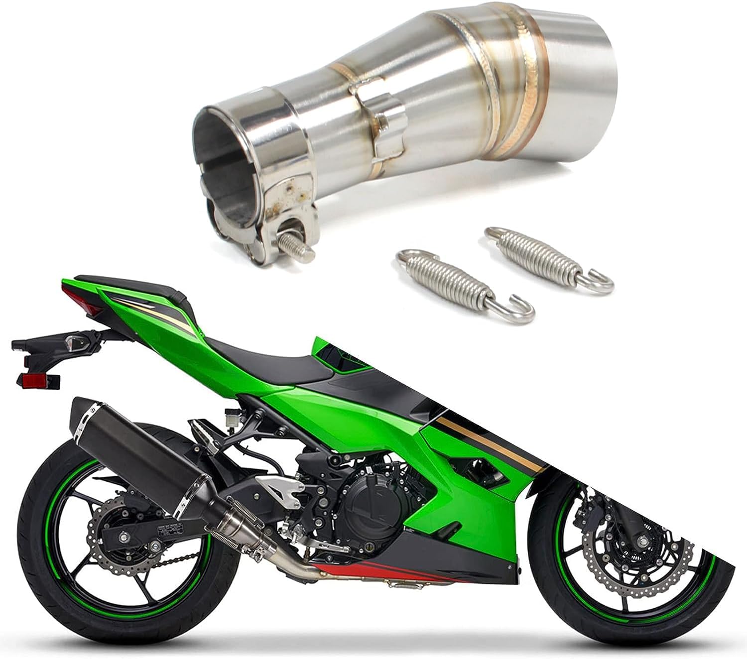 Tubo de escape de motocicleta, adaptador de escape, tubo de conector de silenciador con abrazaderas y adaptadores adecuado para Kawasaki Ninja 250