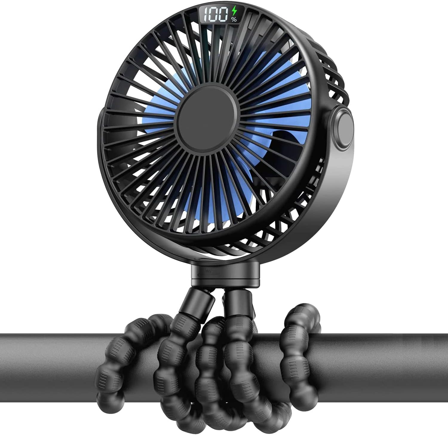 Ventilador portátil para cochecito de bebé, batería recargable con pantalla LED, potente ventilador de clip, trípode de pulpo, ventilador personal